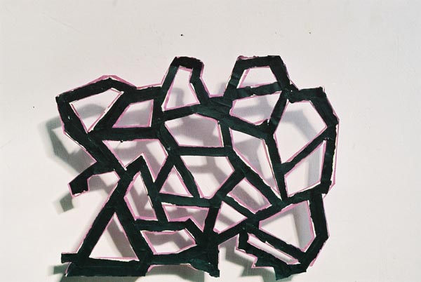 zwart sjabloon met roze licht,2007,collage op papier,24 x 28